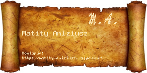 Matity Aniziusz névjegykártya